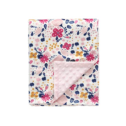 CREVENT Minky Floral Baby Blanket 30x40