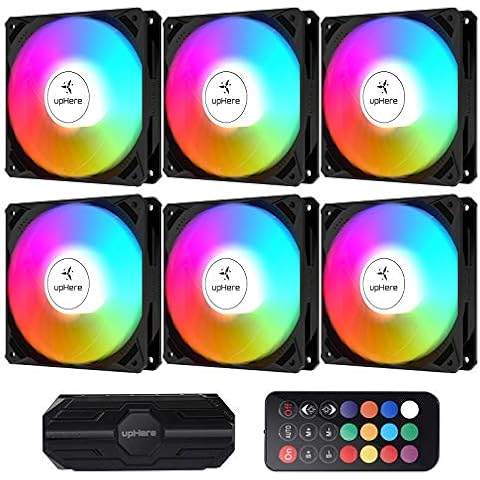 upHere 120mm LED RGB mit Fernbedienung Silent Lüfter für Gehäuselüfter PC,NK1206-6 Cover
