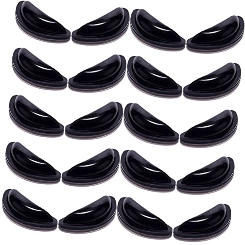 FOMIYES 20pairs Soft Silicone Nose Pads for Glasses Comfortable Non- Support for Eyeglasses and Sunglasses Shaped Design Black
