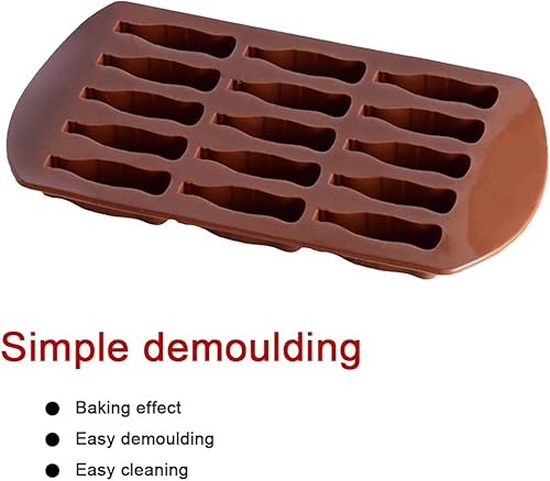 Miniatura 4 de 3 moldes para gomitas, 15 agujeros en forma de botella, de silicona marrón, para pasteles, caramelos, chocolate, gelatina, helado, molde para pudín,