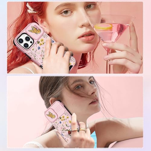 Image of Funermei for iPhone 16 Pro Max Case - Women Girls Cute Phone Cover Girly Pretty Aesthetic Flower Floral Unique Design with Camera Cover Funda for Apple for iPhone 16 Pro Max