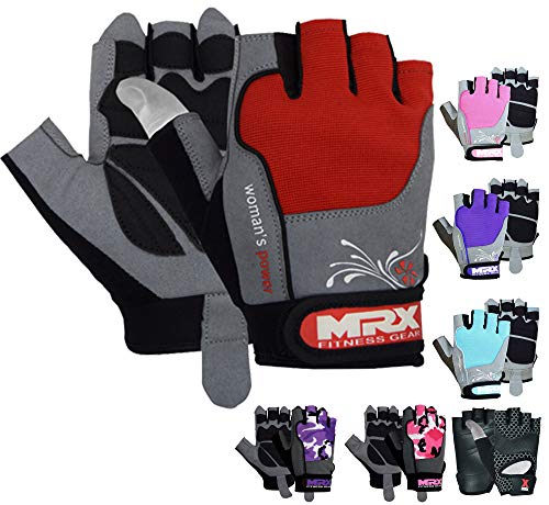 MRX BOXING & FITNESS Weight Lifting/Exercise Grip Gloves for Women, Great for Workouts, Weight Training and More, Red X-Large