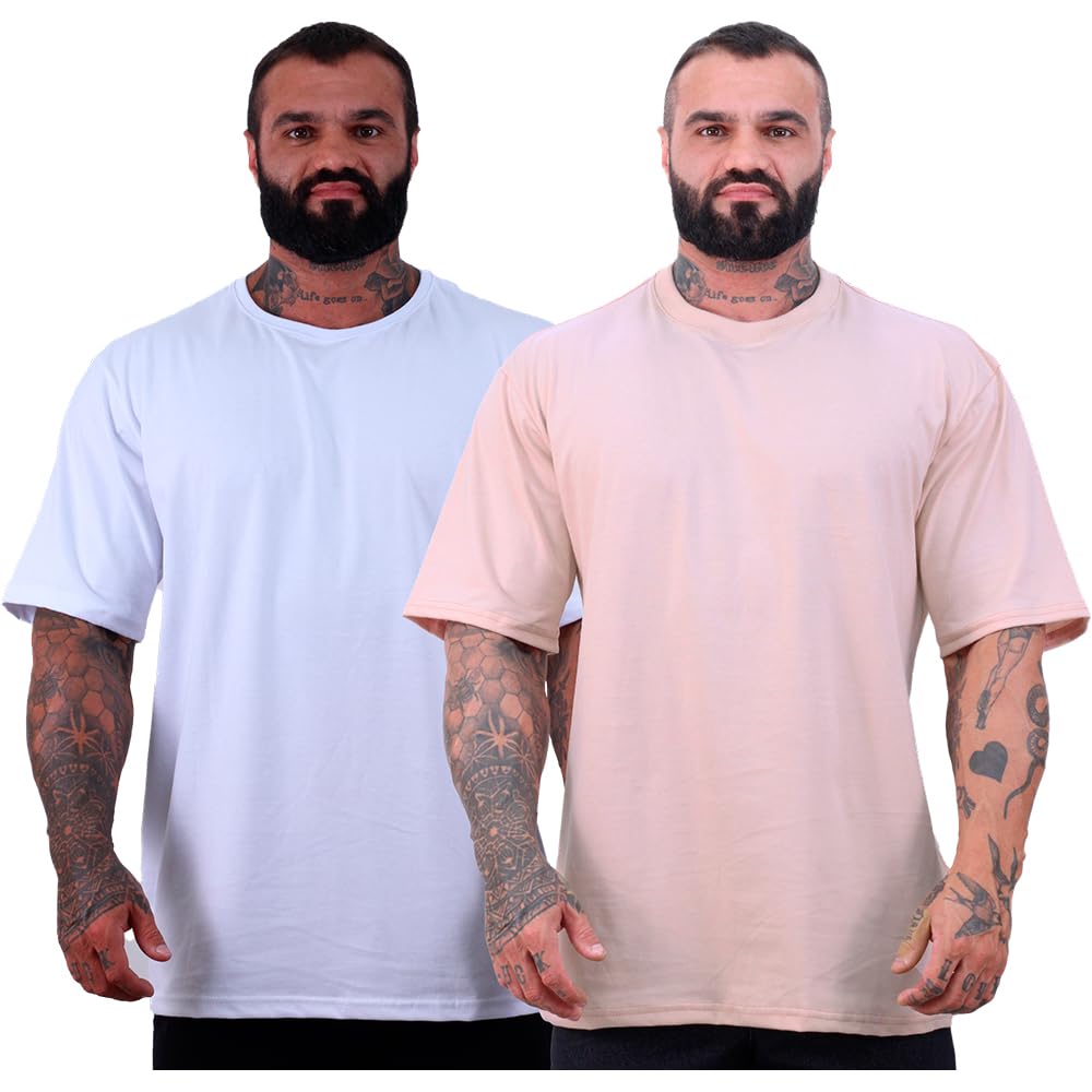 Kit 2 Camisetas Oversized Masculina MXD Conceito Maior Gramatura Cores Lisas