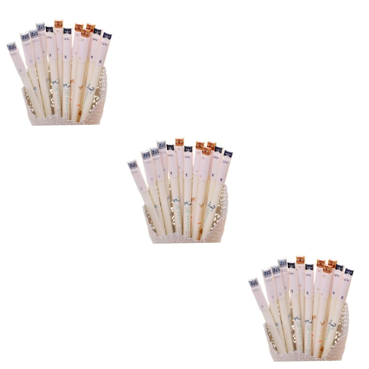 Ciieeo 3 Set Di Penne Gel A Forma Di Gatto Punta Extra Fine Da 0 38 Mm Inchiostro Nero Kit Di Scrittura Per Studenti 12 Pezzi*3