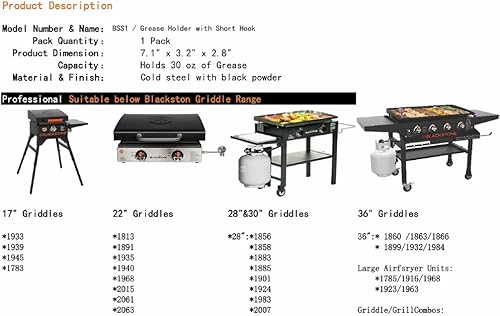 Miniatura 7 de Firsgrill Bandeja de repuesto profesional Blackstone de 17, 22, 28, 30 y 36 pulgadas (gancho ancho)