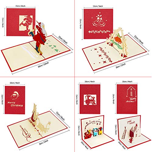 9 Pack 3D Christmas Cards Greeting Handmade Holiday Xmas Cards & Envelopes For New Year #TOP2
