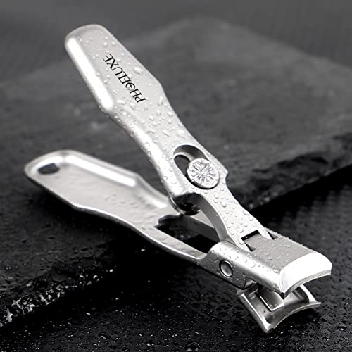 Phoeluxe Nail Clippers, 16Mm Wide Jaw Opening Nail Clippers For Cutting Thick Nails Extra Large Toenail & Fingernails Clippers With Safety Lock And Nail File For Eniors, Men, Adult (Silver) #TOP3