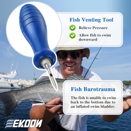 Image of Feekoon Fish Venting Tool, Venting Kit for Deep Sea Fishes with Stainless Steel Needle, Fishing Tackle for Saltwater Fishing Fish Release and Return (Patented)