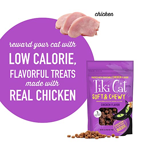 Tiki-Cat-Soft-Chewy-Treats-Chicken-Flavor-3-Calories-Per-Treat-with-Grain-Free-and-No-Added-Gluten-6-oz-Pouch-Pack-of-1