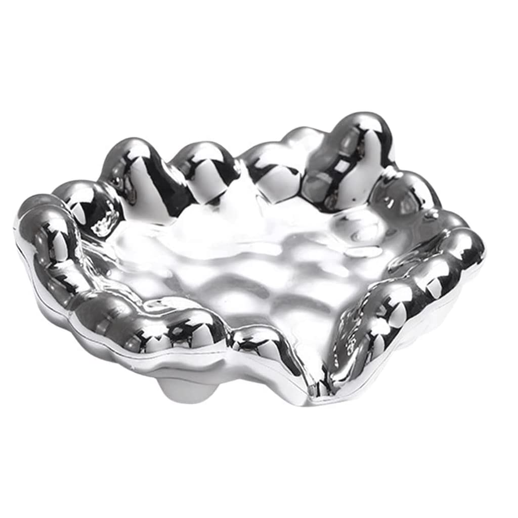 Soap Holder, Simple Countertop Soap Dish Holder with Drain Soap Holder Plastic Soap Case Box Saver Easy Cleaning Soap Dish Portable Soap Case Easy to wash(Silver)