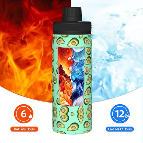 Botella de agua de acero inoxidable aislada con diseño de aguacate de 500ml 7