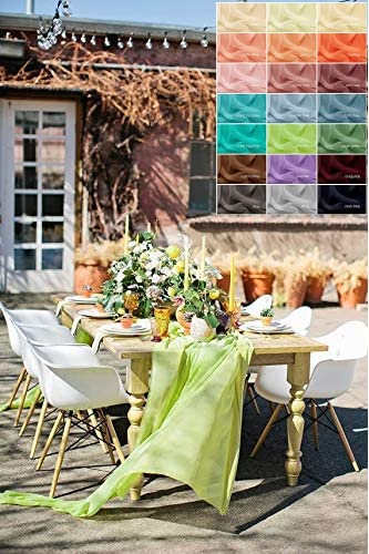 Table Runner Chiffon, Bulk Silk, Romantic Wedding Runner (Greenery, 96 in / 244 cm)