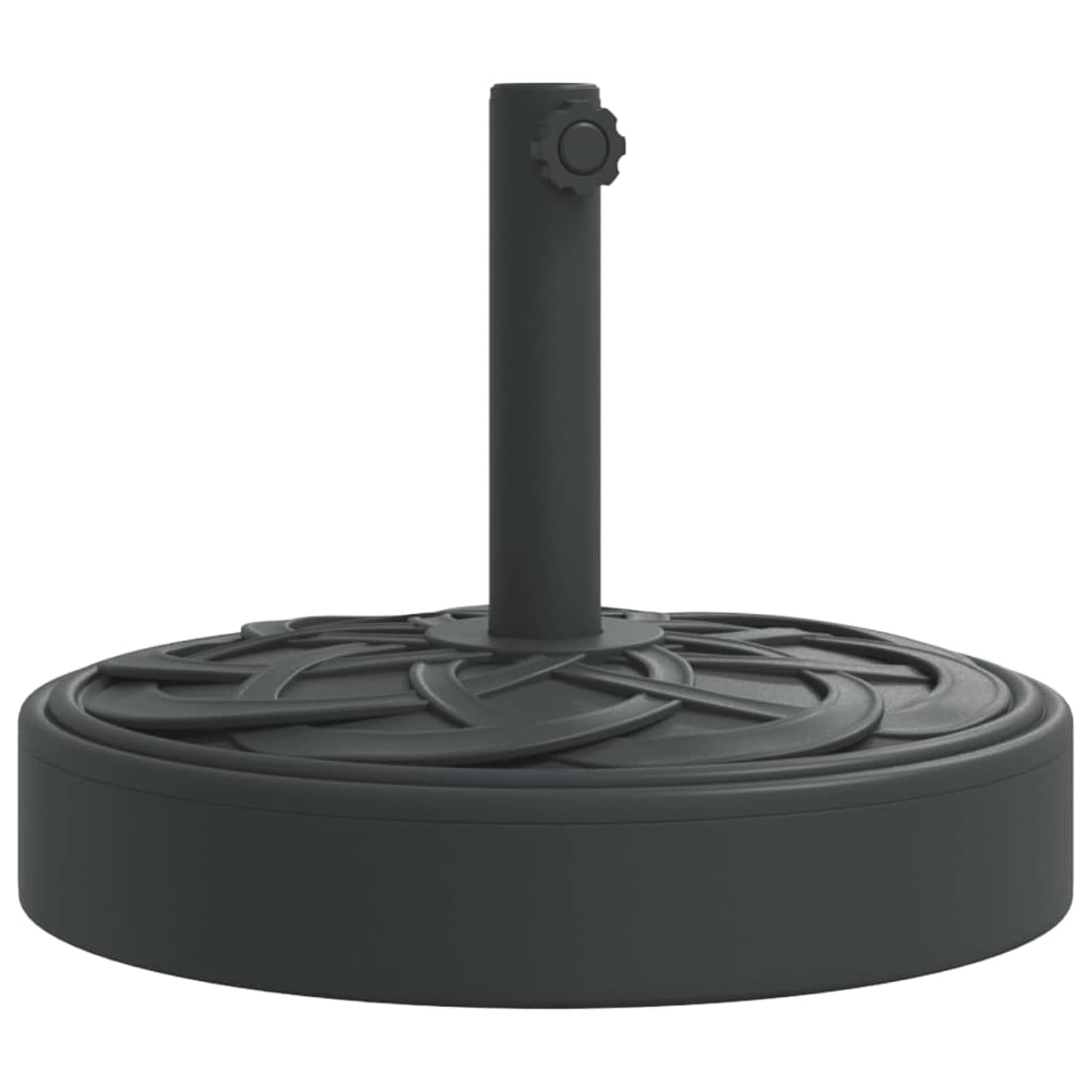 Gecheer Base per Ombrellone, Stabile con Peso 25 kg, Adattatori per Pali Ø38/48 mm, in Polietilene e Calcestruzzo, Design Curvo Nero, per Esterno e Giardino