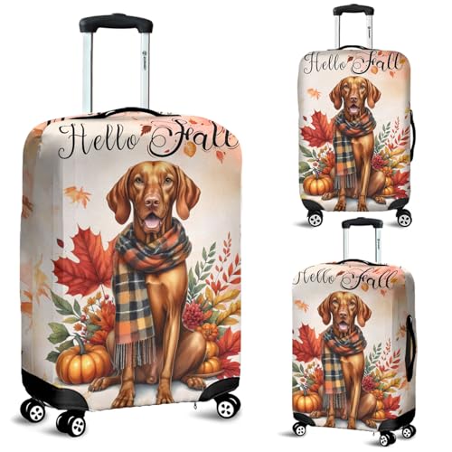Hello Fall Vizsla Scarf Welcome Autumn with Leaves Pumpkins Travel Luggage Cover Vizslas Dog Lover Gifts Idea Suitcase Dust Protective Decor - 000112