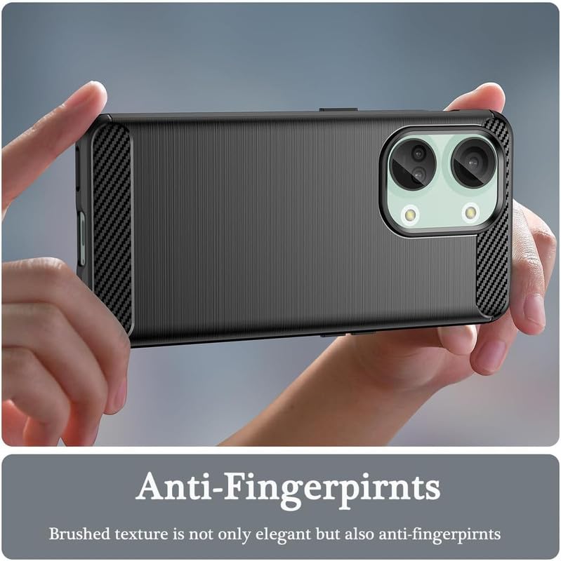 Image of NPRC Hybrid Ultra Slim Protective Case TPU Non-Slip Carbon Fiber Texture Shockproof Case Cover for Oneplus NORD 3 - Black