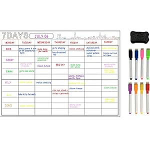 Weekplanner, weekplanner, magnetisch whiteboard, zeer geschikt als weekplanner, maaltijdplanner, notitiebord…