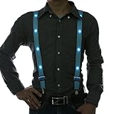 Glowseen Light up Glowing Clip on Adjustable Suspenders for Party Costume - Blue