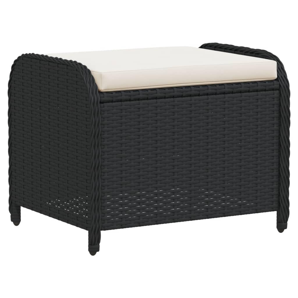 Taboret ogrodowy Poly Rattan czarny 58 x 46 x 46 cm