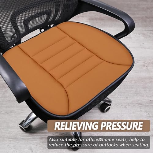 Image of MYFAMIREA 2PCS Car Seat Cushion Pad 1.2 inch Thick Comfort Seat Protector for Car Driver Seat Office Chair Home Use Memory Foam Seat Cushion with Non Slip Bottom, 20'' x 18.5'', Orange