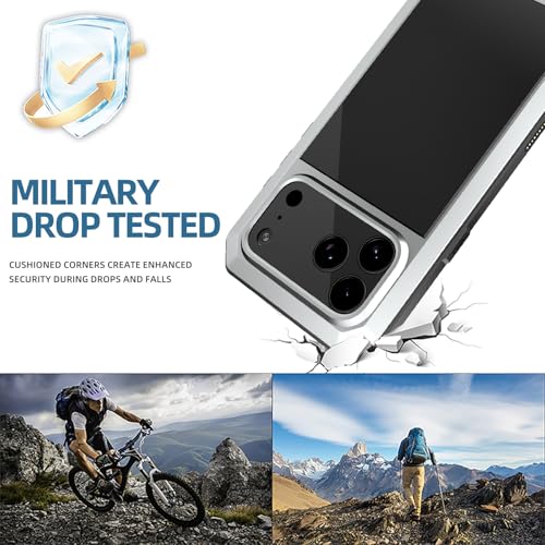 Coque résistante aux chutes pour iPhone 17 blindage métallique argent - 3