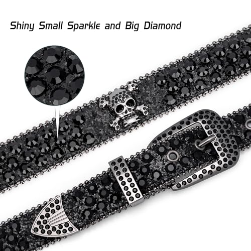 Rhinestone Belts for Women Men, Bling Studded Genuine Leather Skull Belt, Western Style, Genuine Leather belts3
