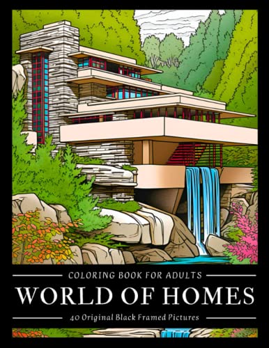 World Of Homes Coloring Book For Adults: 40 Black Framed Cool Houses Pictures With Cozy, Vintage, Modern, Victorian Architecture | Black Line And ... Relief | Perfect Gift For Women, Men, Teens image 2