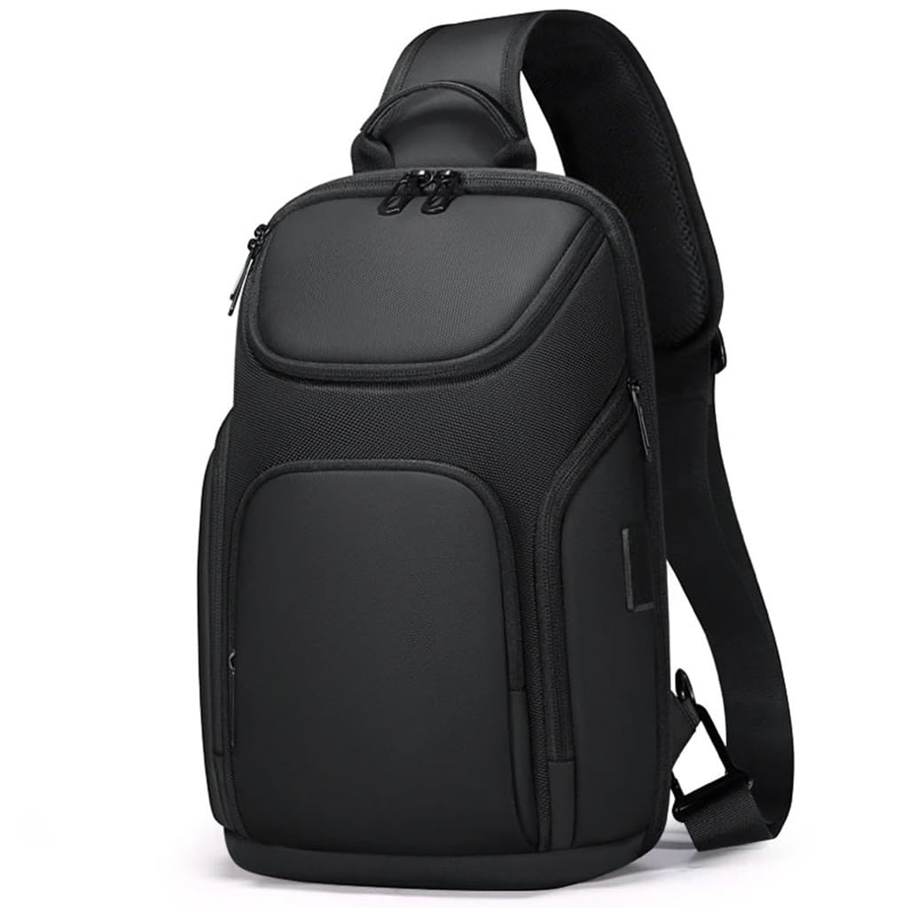 Sac à bandoulière étanche PNAWLLCF, sac de poitrine noir pour homme et femme