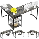 Armocity 360° Rotating Desk, Reversible L-Shaped Desk, Modern Corner Computer Desk with Adjustable...