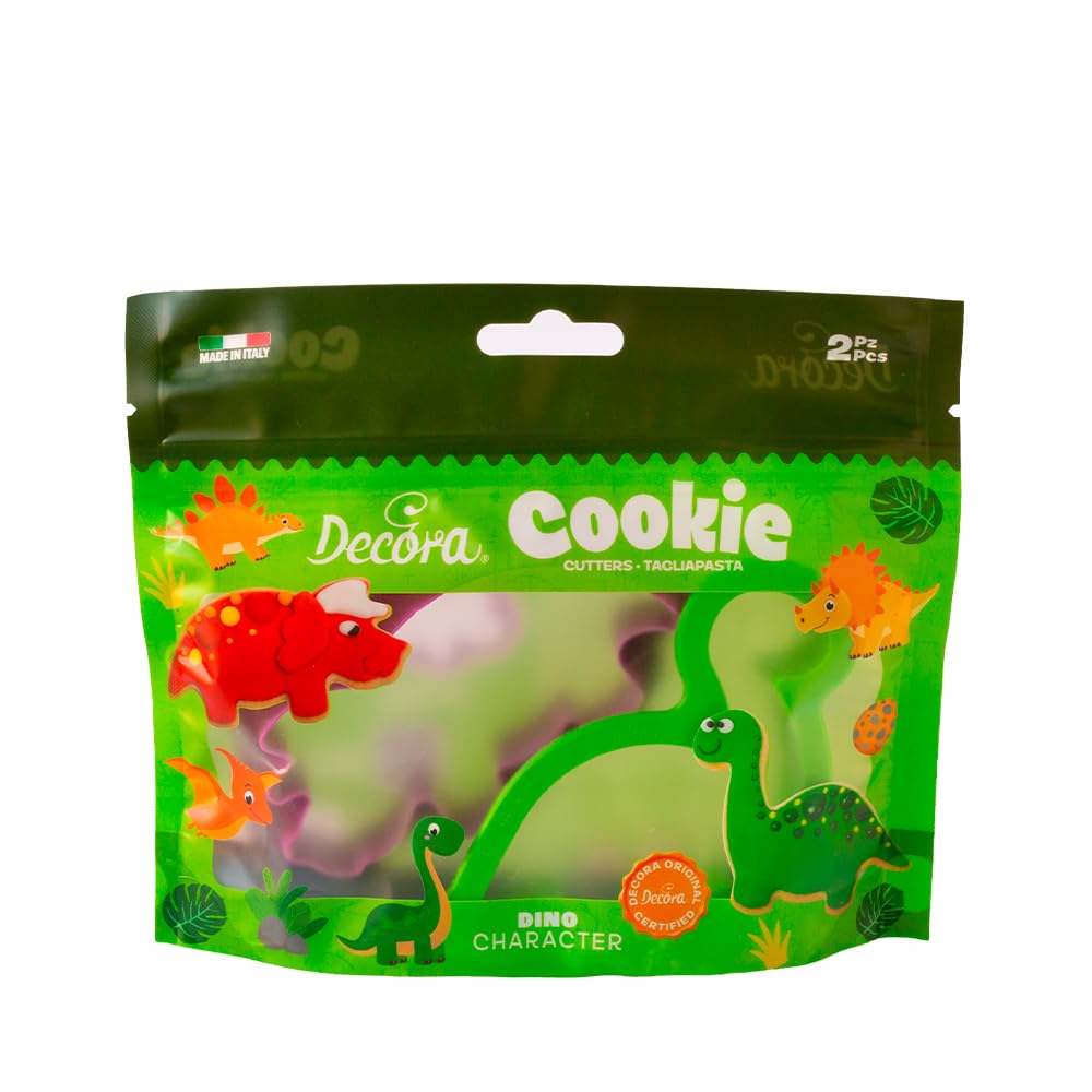 DECORA 0255065 Dino Cookie Cutters Set of 2 in Plastic, Plastica