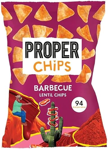 PROPER Barbecue Lentil Chips, Vegan, Gluten Free Snacks, Sharing Bags - 85g Pack