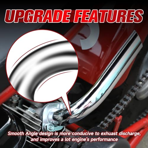 Fvrito PQG-XK-01 Exhaust Pipe Header For Ct200U Coleman Bt200X Ct200U-Ex Kt196 Mini Bike Go Kart Predator 212Cc 224Cc 196Cc Honda 6.5Hp Gx160 Gx200 Clone Engine Baja Warrior Mb200 Performance Parts Silver thumb #4
