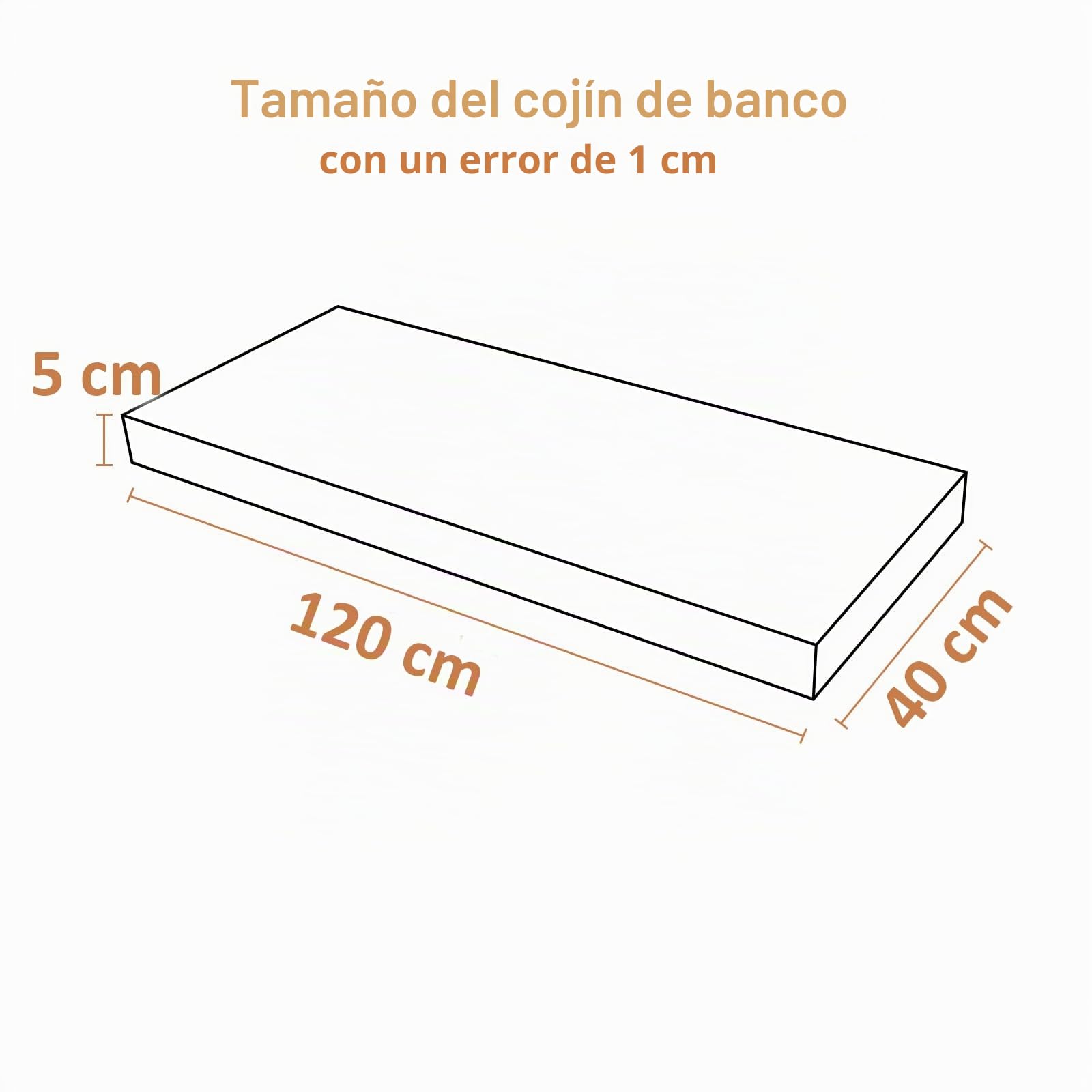 OutStep Cojín de Lino para Banco 120x40x5 cm, Transpirable y Reforzado, de Alta Densidad y Base Antideslizante, Ideal para Muebles de Porche con ventanal (Camello)