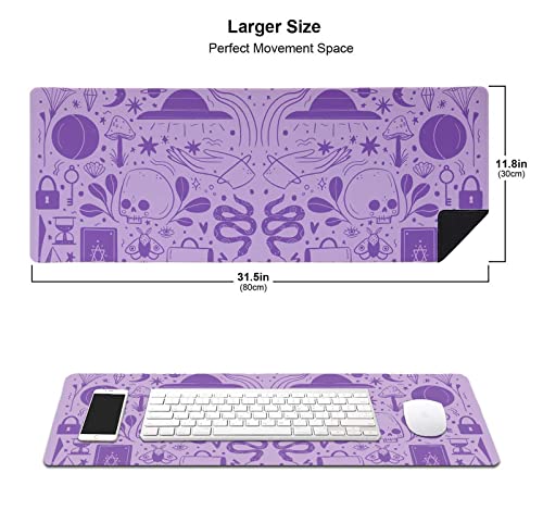 Image of Kawaii Pastel Purple Witchy Large Gaming Mouse Pad, Mystical Elements Cute Goth Desk Mat, Aesthetics Desk Pad for Work, Laptop, Office, Home, 31.5 X 11.8 Inch