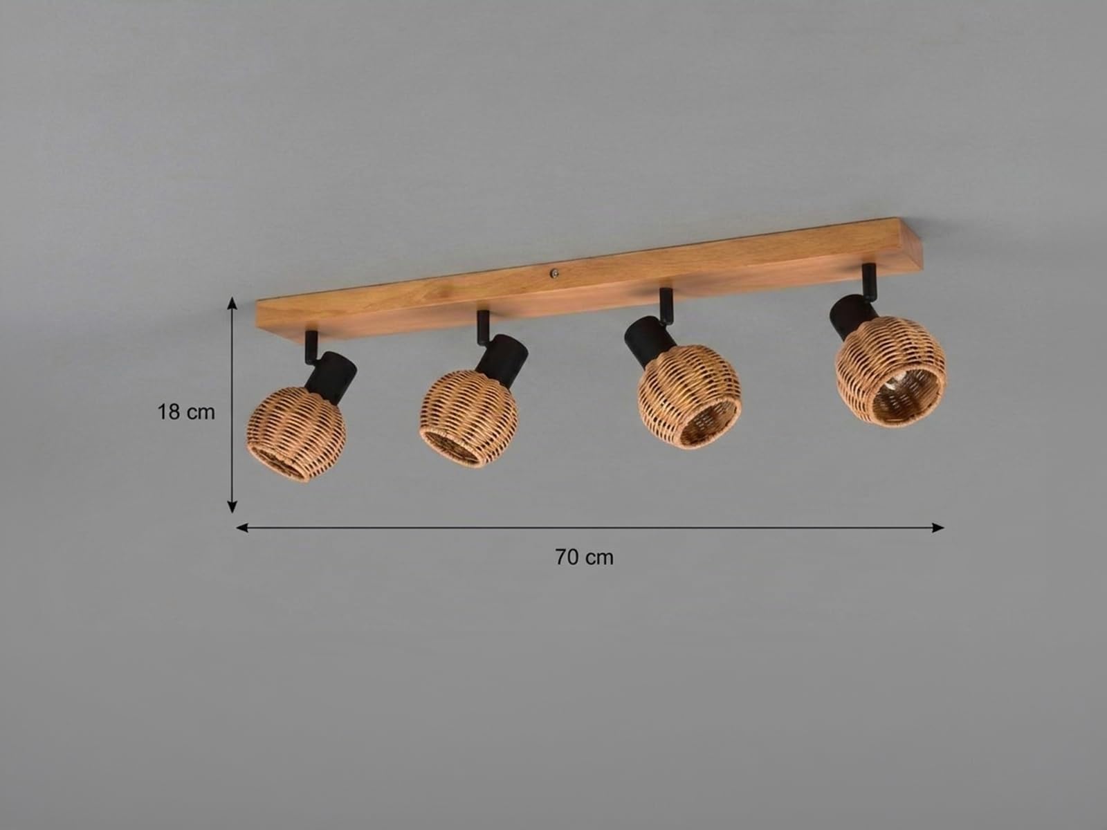 meineWunschleuchte Decken-Strahler Holz & Rattan, Spots schwenkbar