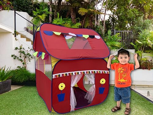 Image of Homecute Foldable Pop Up Hut Type Kids Toys Jumbo Size Play Tent House for Boys and Girls (Big Size Red)