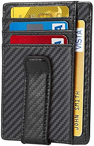 BEARTWO Holder for Airtag Wallet: Genuine Leather Slim Money Clip Wallet for Men With RFID Blocking, Accessory and Case for Apple Air Tag