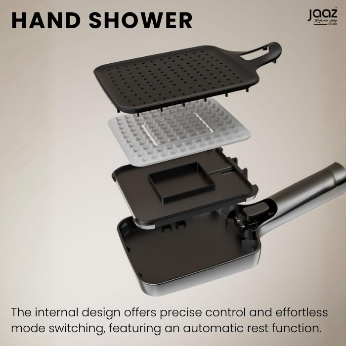 Image of Jaaz Piano Shower Set for Bathroom with Rainfall Showerhead, Waterfall Outlet, Hand Shower & Temperature Display - Gun Metal Grey (Elegance)