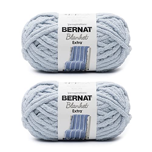Image of Bernat Blanket Extra - Chunky Yarn for Hand Knitting, Crochet, Crafts & Amigurumi - #7 Jumbo - 21oz /600g - 194 Yards - Softened Blue - (2 Pack)