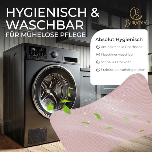 BURADIA Badewannenkissen inkl. Wäschenetz - Ultimativer Komfort und Entspannung mit neuester Air Mesh Technologie - Badekissen für Badewanne mit 4 starken Saugnäpfen - Nackenkissen/Kopfkissen (rosa)