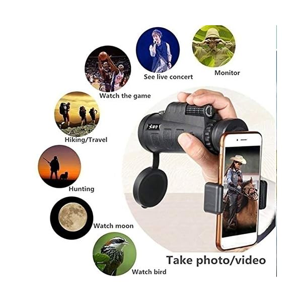JWBOSS Monokular-Teleskop, 40 × 60, HD, leistungsstark, kompakt, wasserdicht, mit Handy-Stativ für Handy, Jagd, Camping… – Bild 6