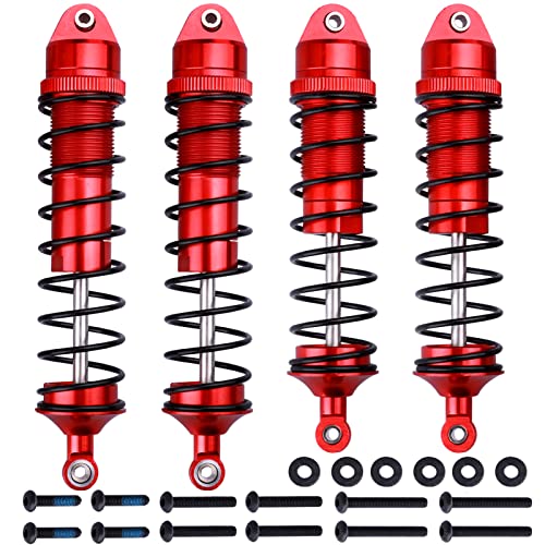 HobbyPark Aluminum Shocks for Arrma 1/10 Granite 4x4 Bigrock Senton Typhon 3s 6s Blx Shock Absorber Assembled Front & Rear, Replacement of AR330550 AR330551 (Set of 4) (Red)