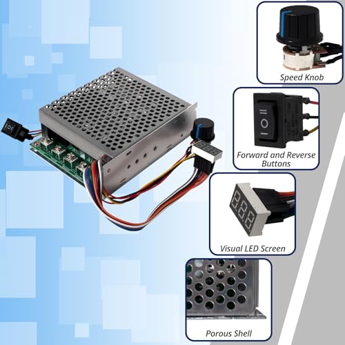 MAKERELE Adjustable Digital Display PWM DC Motor Speed Controller, 60A Rated/100A Max/DC 10V-55V Brushed Motors Speed Regulator Switch Control, Compatible with 12V-48V Systems - Thumbnail 5