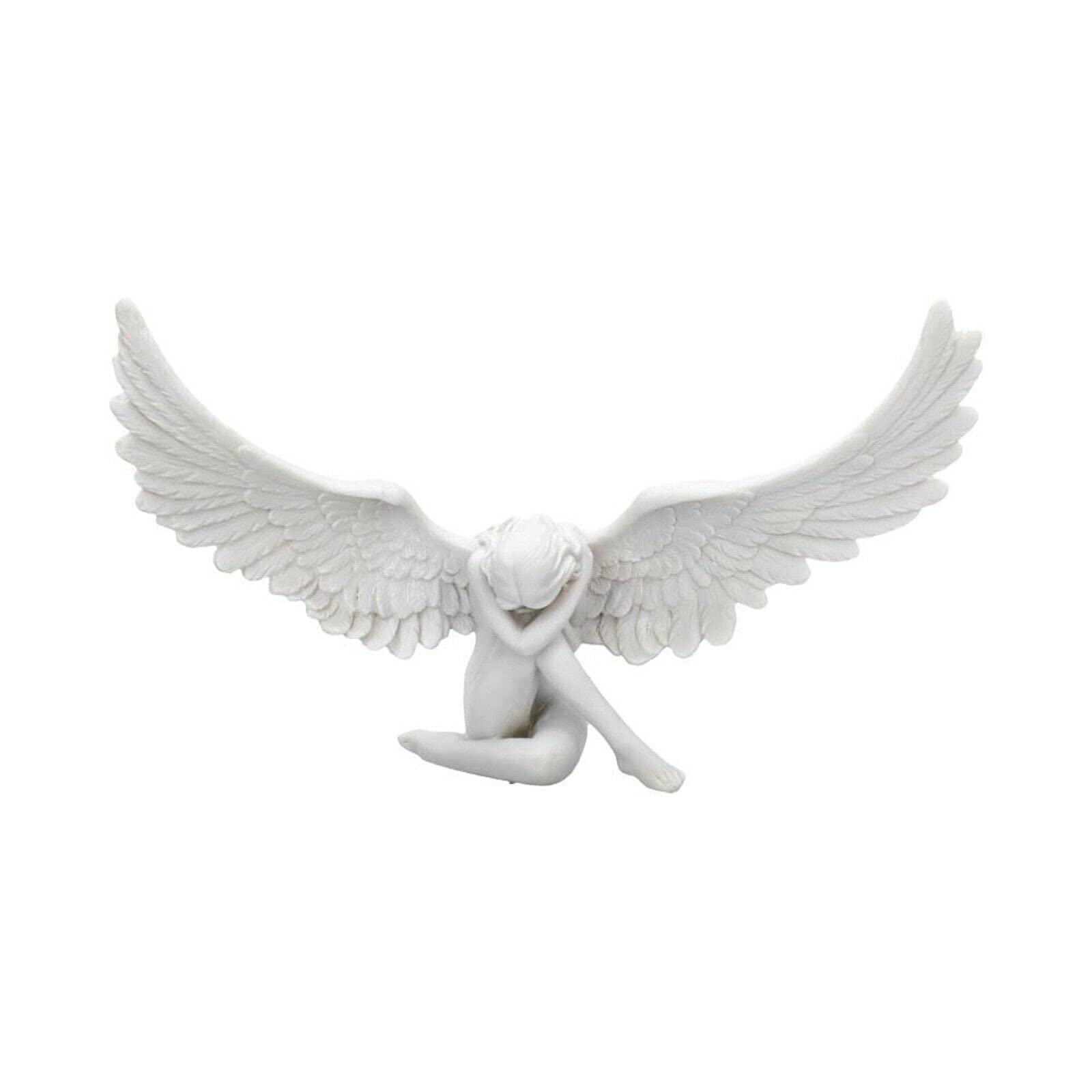 RomeetonAngel Sculpture Winged Angel Garden Statue, Heavenly Angel Ornament, 7 Inch Resin Female Naked Angel Figurine for Garden Lawn Garden Decoration (B)