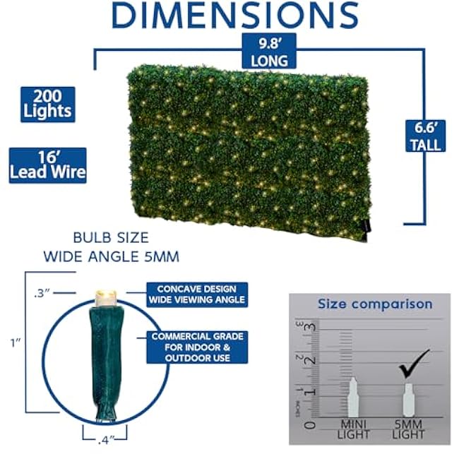Festive Living Solar 200 LED Warm White Net Lights 9.8' x 6.6' ¨C 8 Modes, Timer, Wide-Angle Glow, USB Rechargeable+Solar Powered, Auto On/Off, Indoor/Outdoor, Weatherproof, 16ft Lead Wire