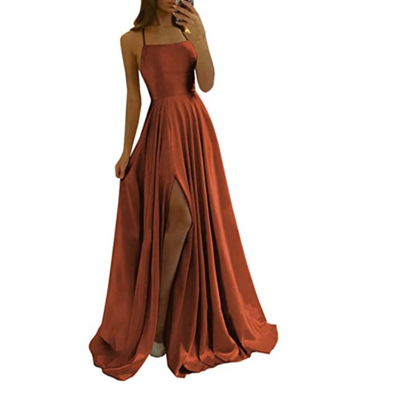Frauen Abendkleid Lang Rückenfreies Kleid Mit Schlitz Ballkleid Elegant Abiballkleider Sexy Spaghetti-Träger Brautmutterkleider Hochzeitskleid Brautkleid Abschlusskleid