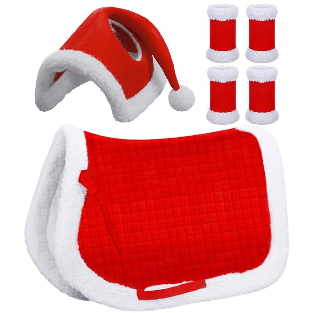Coprigambe per Cavallo a Tema Natalizio, Accessori per Costume di Babbo Natale, Set Completo per Decorazioni Natalizie per