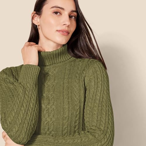 Image of Amazon Essentials Women's Long Sleeve Fisherman Cable Knit Turtleneck Sweater (Available in Plus Size)