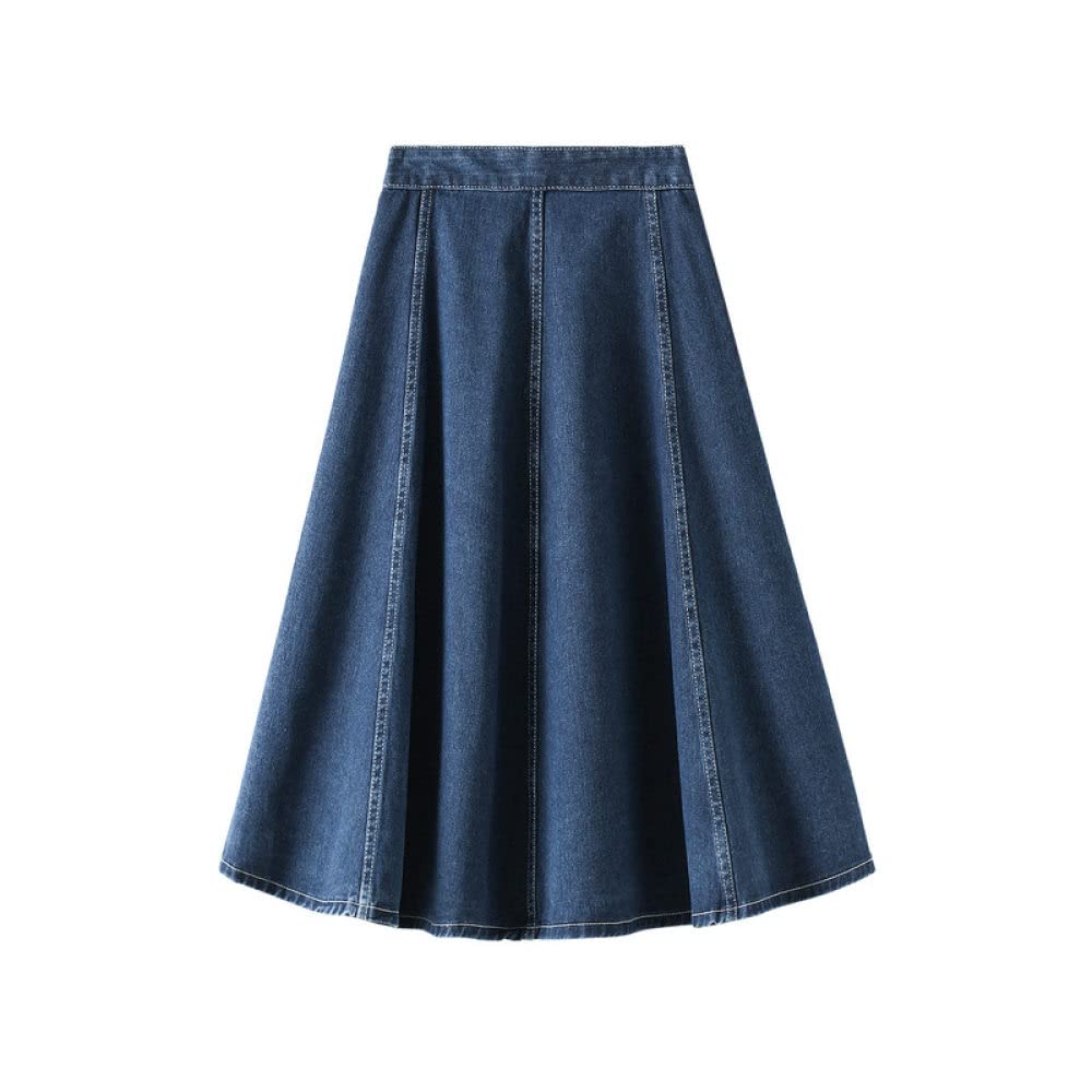 Faldas para Mujer Reino Unido,Faldas Maxi para Mujer Falda Vaquera Falda Azul De Invierno con Botón Falda De Talle Alto Faldas Plisadas Elegantes para Mujer Fal(S)