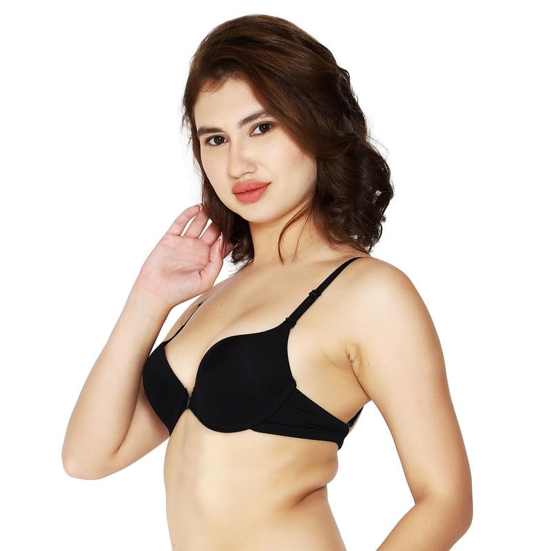 Image of Brachy Women's Front Closure Multiway Padded Push-Up Bra, Seamless Wired T-Shirt Bra FOPPD01