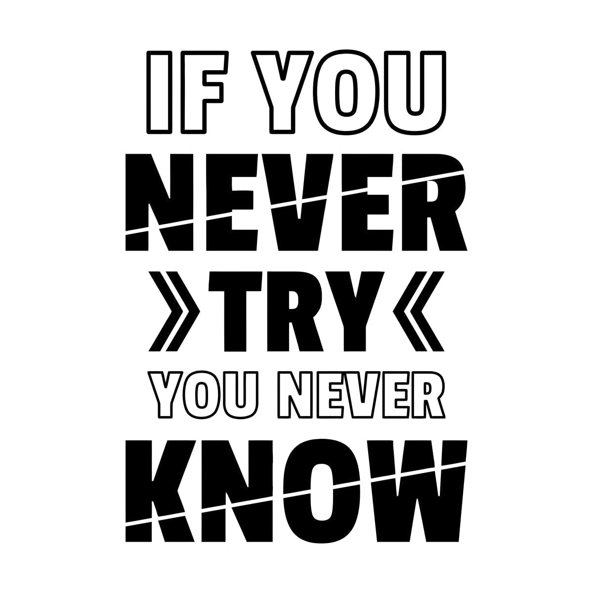 Wall Decals Paster Paper If You Don't Try You'll Never Know 36x52cm Self Adhesive Black